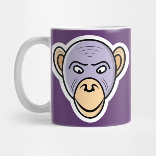 Monkey Head Cartoon Character Sticker vector illustration. Animal nature icon concept. cheerful monkey head sticker vector design on pink background with shadow. Mug